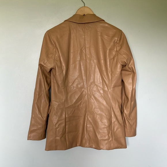 Abercrombie & Fitch vegan Tan Leather Women's Jacket Blazer - Picture 6 of 6